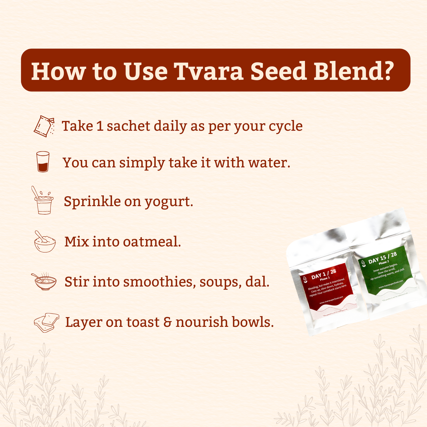 Tvara (Travel Pack of 28 Sachets) Seed Cycling Ritual Blend (Phase 1 + Phase 2)